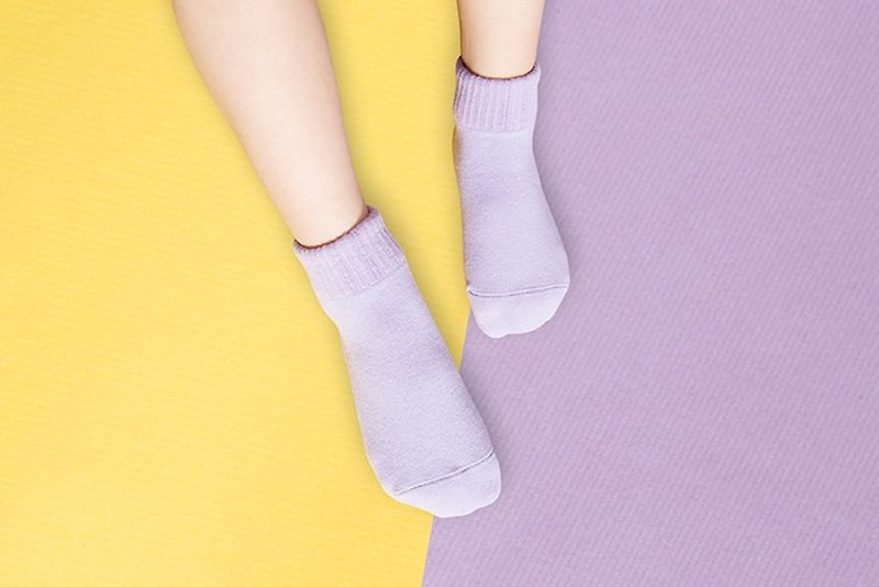 SS23 马卡龙防滑2分之1童袜(夜空紫)│质感礼盒包装 - 袜子 - 棉．麻 紫色