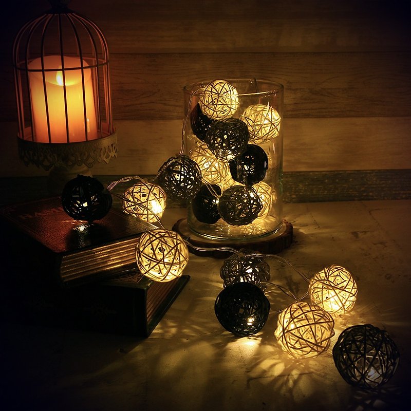 创意灯饰 藤球灯串 电池款 黑色果实 长度2M LED气氛灯 圣诞节 - 灯具/灯饰 - 竹 黑色