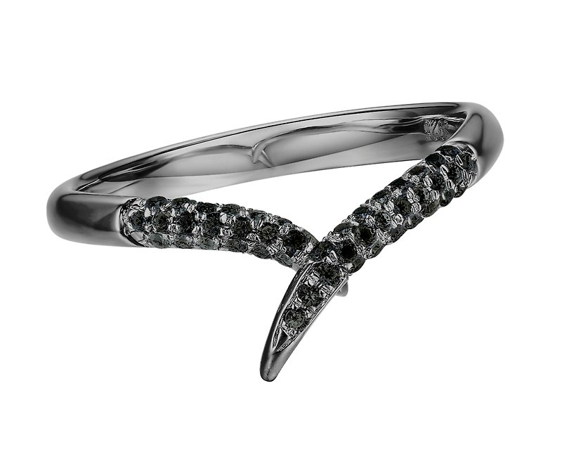 14k金黑钻石戒指 简约炫黑戒指 优雅黑钻戒指 极简主义结婚戒指 - 对戒 - 贵金属 黑色