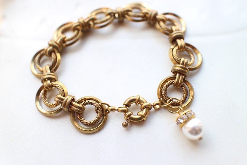 古艺术-黄铜 珍珠手环 - 手链/手环 - 铜/黄铜 金色
