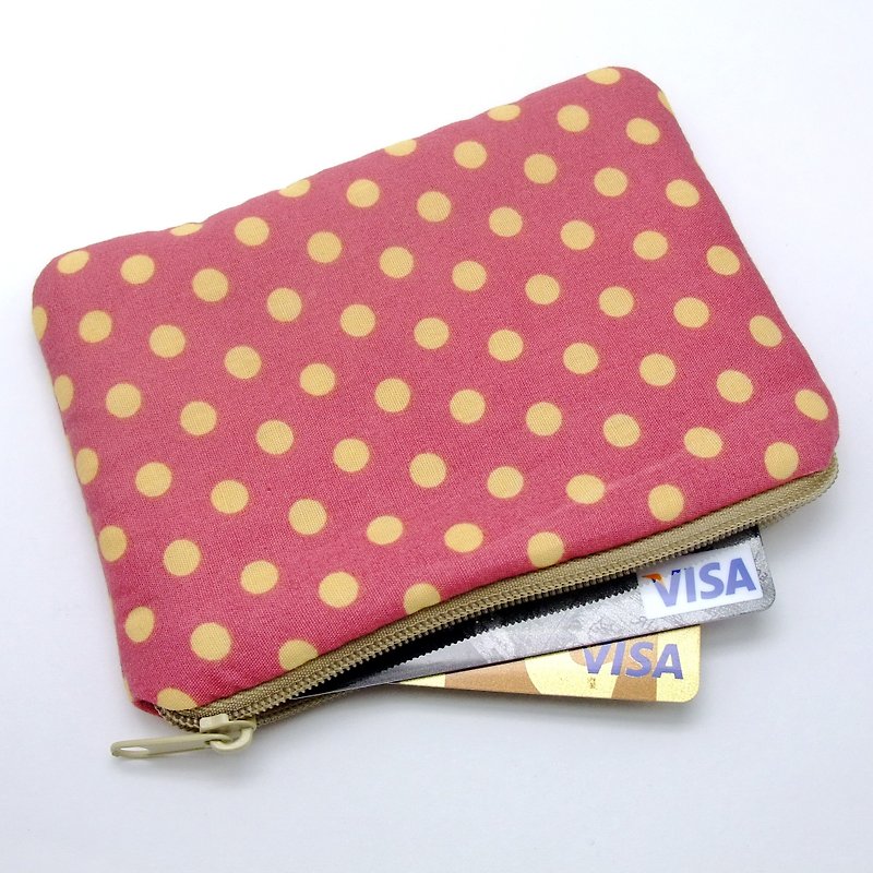 拉链零钱包，卡片包，钥匙包，耳机包，小物包 (ZS-118) - 零钱包 - 棉．麻 红色