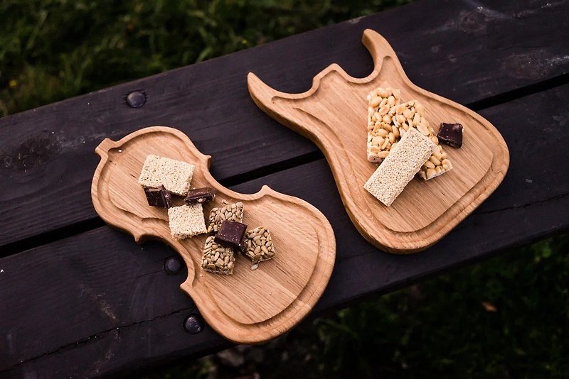切菜板套装 吉他/小提琴木切菜板/橡木菜板 - 托盘/砧板 - 木头 咖啡色
