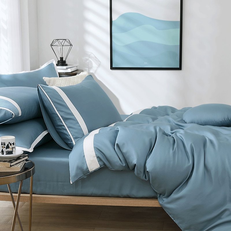 好关系 HAOKUANXI | 冬日冰蓝-莱赛尔天丝床包枕套组 - 寝具 - 环保材料 蓝色