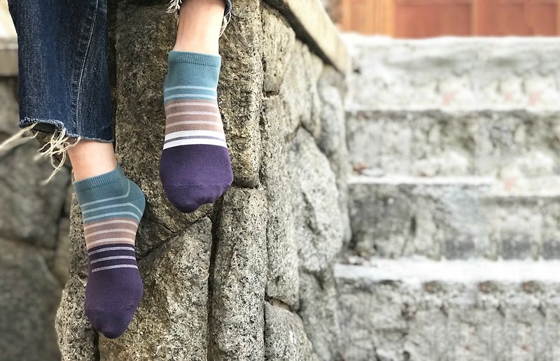 靴下ボラ / socks / stripe / asymmetry - 袜子 - 棉．麻 蓝色