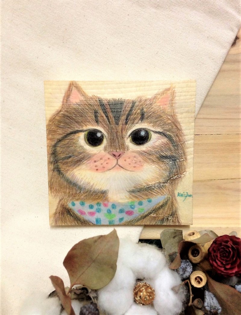 Chubby Cat 色铅笔画创作 - 海报/装饰画/版画 - 颜料 多色