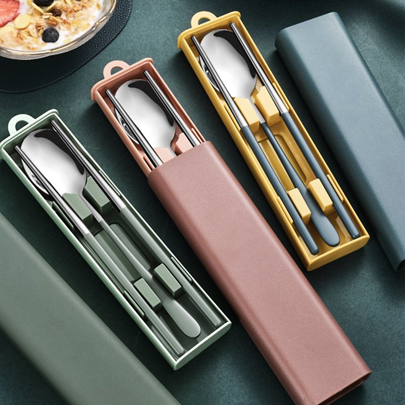 北欧式便携餐具 SUS304不锈钢制 - 餐刀/叉/匙组合 - 不锈钢 粉红色