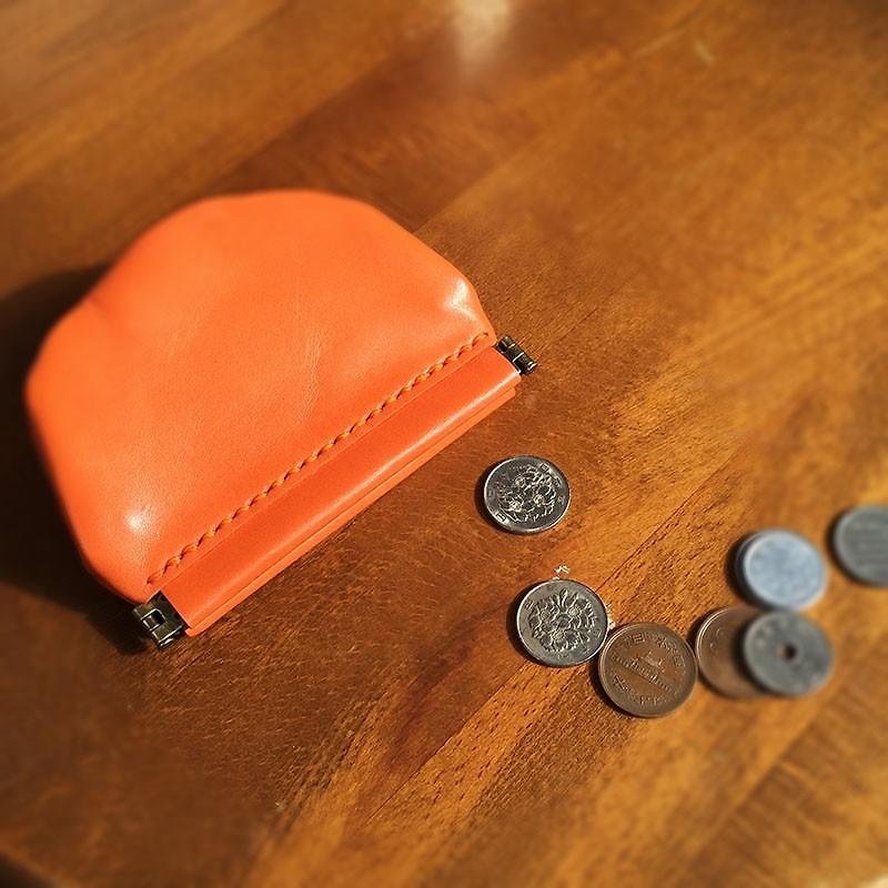 みかん色のばねぐち - 零钱包 - 真皮 橘色