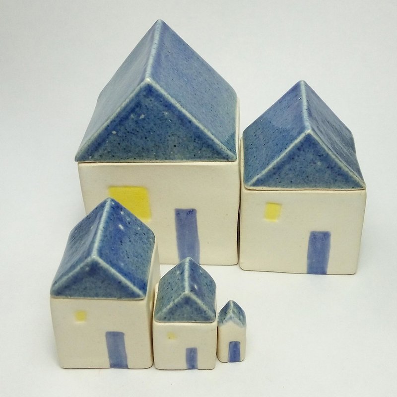 材质选择 - 蓝白 陶艺 小屋 盒中盒 - 花瓶/陶器 - 陶 蓝色