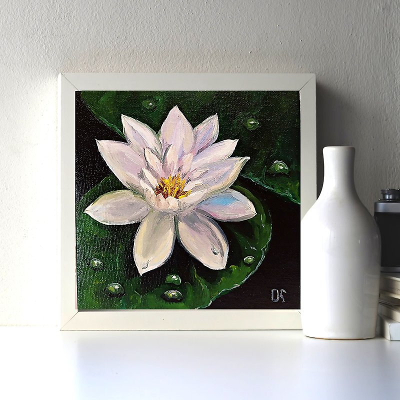 Flower Oil Painting Lily Original Painting Miniature 花油畫百合微型白色的花繪畫 - 海报/装饰画/版画 - 环保材料 多色
