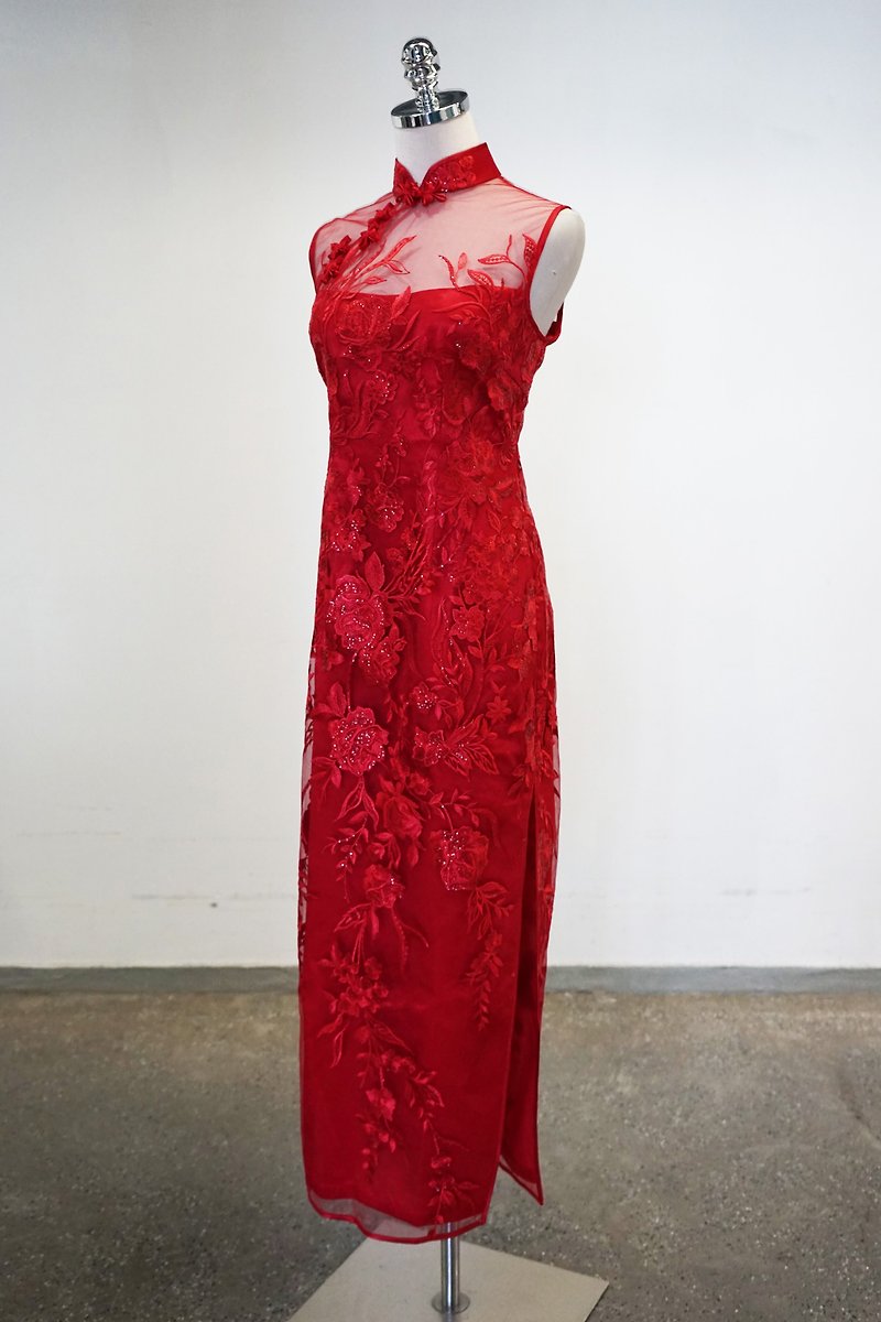 红色无袖蕾丝旗袍(Immediate Stock) | 晚装礼服 | 新娘旗袍 - 旗袍 - 其他材质 红色