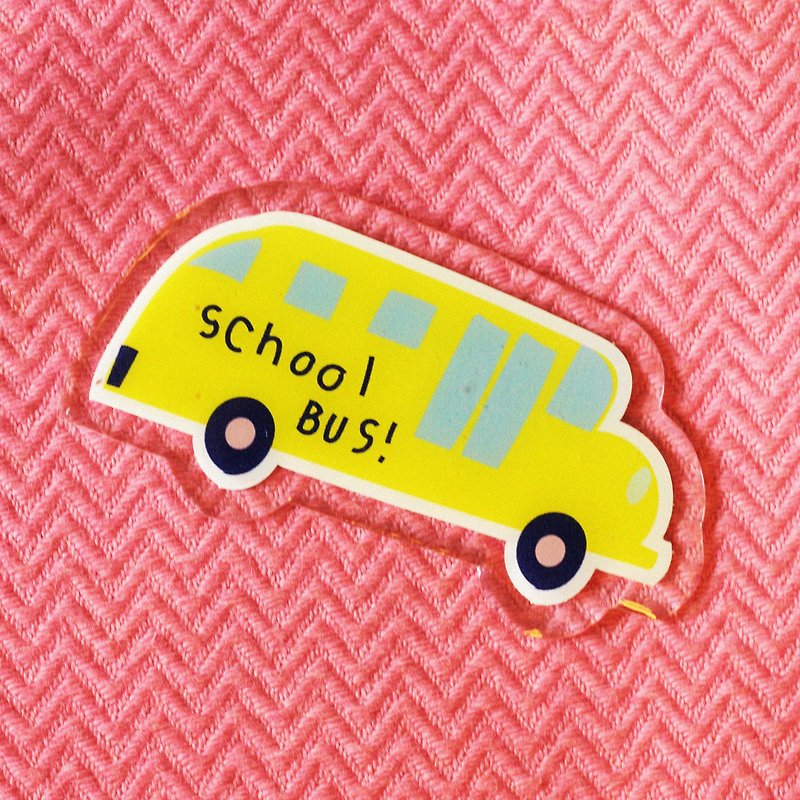 Keychain & Brooch "School bus" - 吊饰 - 压克力 黄色