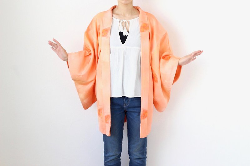 Ogi kimono, Japanese hand fan haori, Japanese kimono, Kimono jacket /3473 - 女装休闲/机能外套 - 丝．绢 橘色