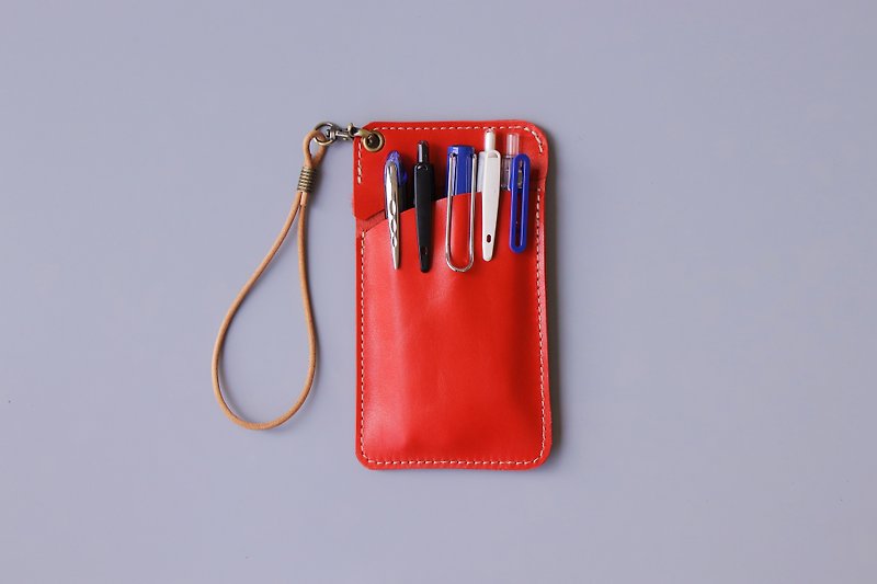 皮革医生袍笔袋│口袋型笔袋│红 - 铅笔盒/笔袋 - 真皮 红色