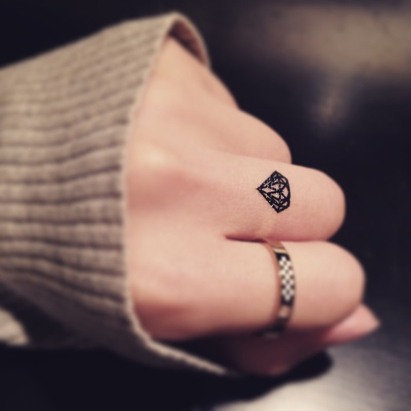 OhMyTat 小钻石 Little Diamond Ring 刺青图案纹身贴纸 (6 张) - 纹身贴 - 纸 黑色