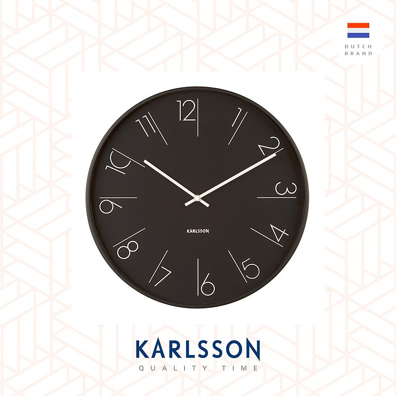 荷兰Karlsson, Wall clock Elegant Numbers steel black - 时钟/闹钟 - 其他金属 黑色
