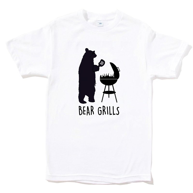熊熊烤肉 现货 短袖T恤 白色 露营 动物 趣味 野外 bear 滑雪 美国棉 - 男装上衣/T 恤 - 棉．麻 白色