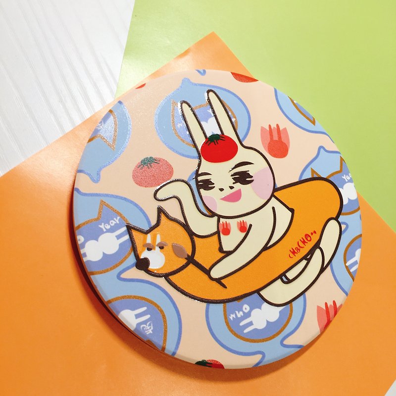 台湾莺歌晶透浮雕陶瓷吸水杯垫 | 与狗GO联名的鼻孔兔-乘风破浪感 - 杯垫 - 瓷 橘色