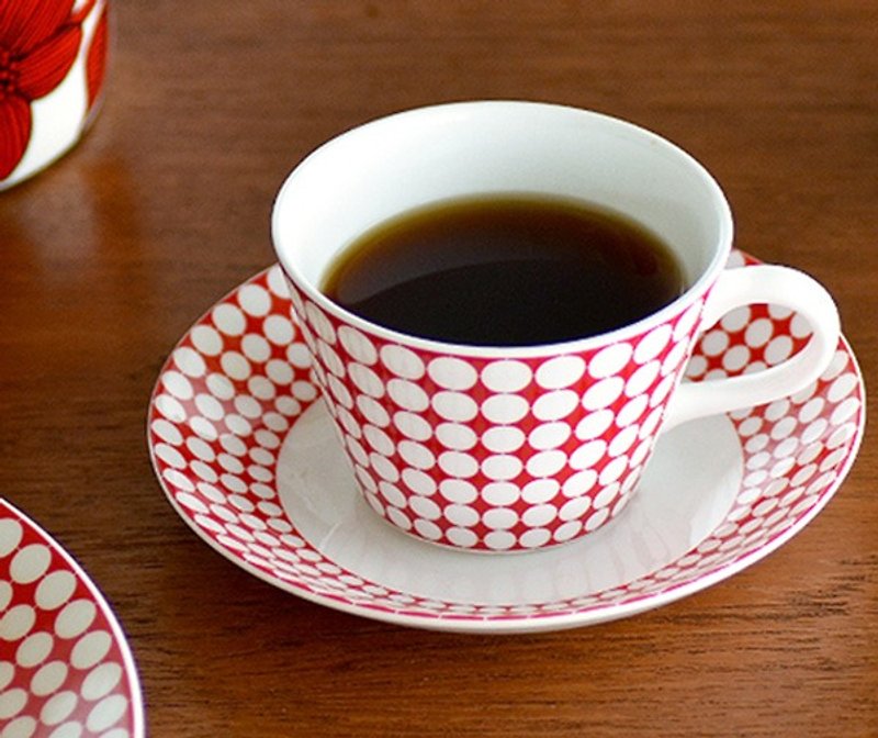 Stig Lindberg北欧设计大师 EVA咖啡杯盘组(骨瓷) - 咖啡杯/马克杯 - 瓷 红色