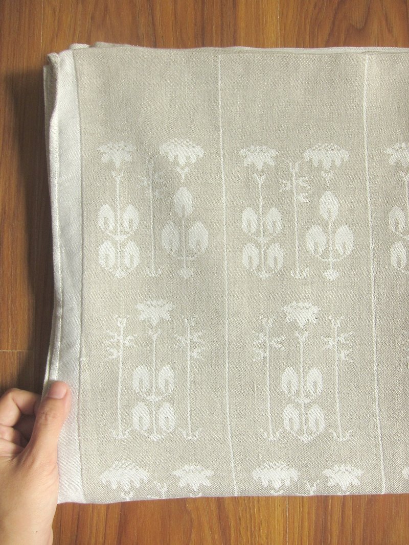 芬兰夏日传统植物系花卉双面织棉麻桌巾 - 摆饰 - 棉．麻 灰色