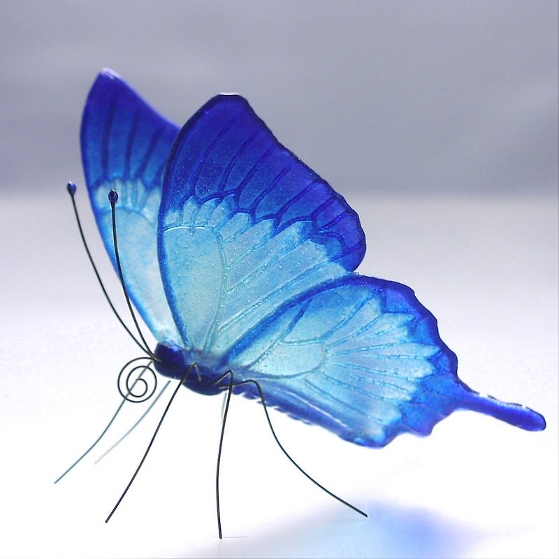 ガラスの蝶 ハッピーブルーユリシス - 摆饰 - 玻璃 蓝色