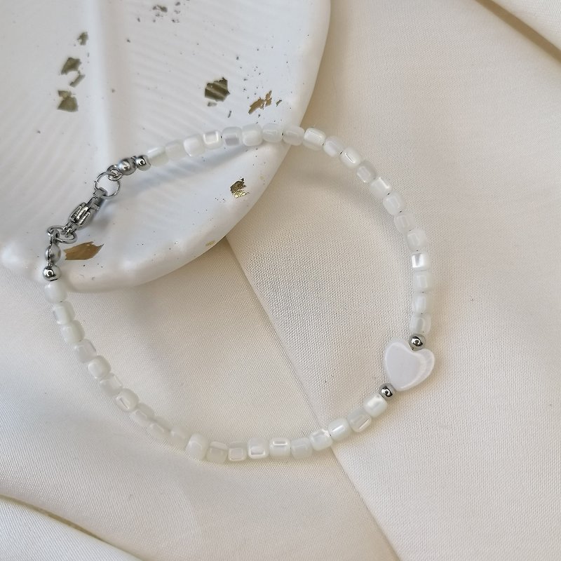 珍珠手链、手链、心形手链、串珠手链 - 手链/手环 - 其他材质 白色