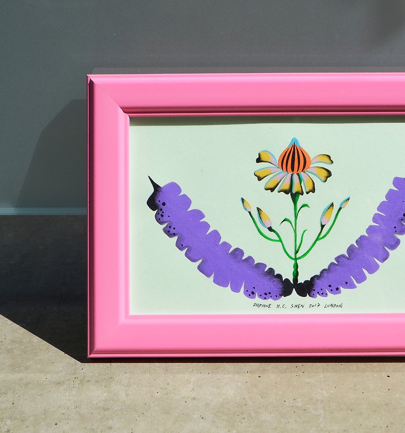 Daphne H.C. Shen 英国手绘  可爱花朵 植物 植栽 设计 裱框复古小插画 情人节/生日礼物首选 - 订制画像 - 压克力 绿色
