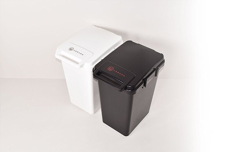 日本 URBANO  北欧风 链接式 大容量 垃圾桶 45L - 黑白可选 - 垃圾桶 - 塑料 黑色