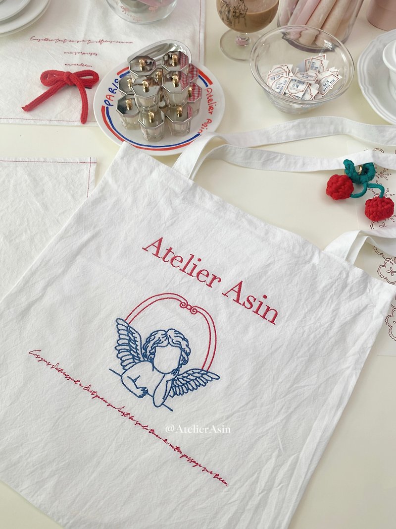 Atelier Asin自制天使logo刺绣包 - 手提包/手提袋 - 棉．麻 