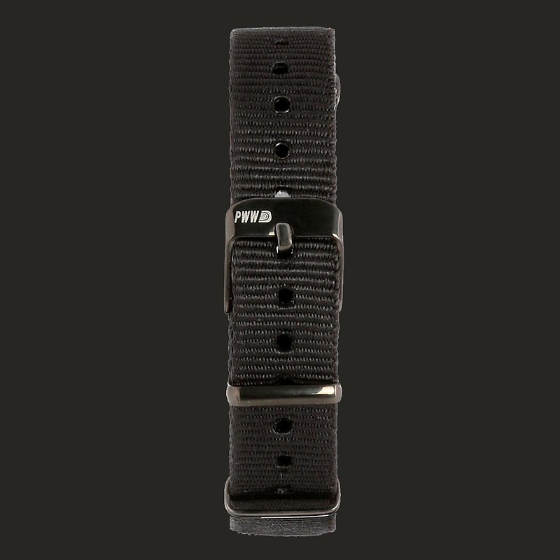 14mm 暗黑色NATO表带 - 表带 - 尼龙 黑色