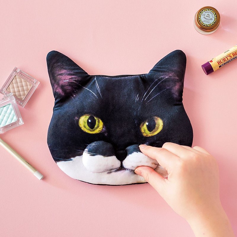 猫部 脸颊胀胀猫咪 Gizmo 化妆包 - 化妆包/杂物包 - 聚酯纤维 黑色