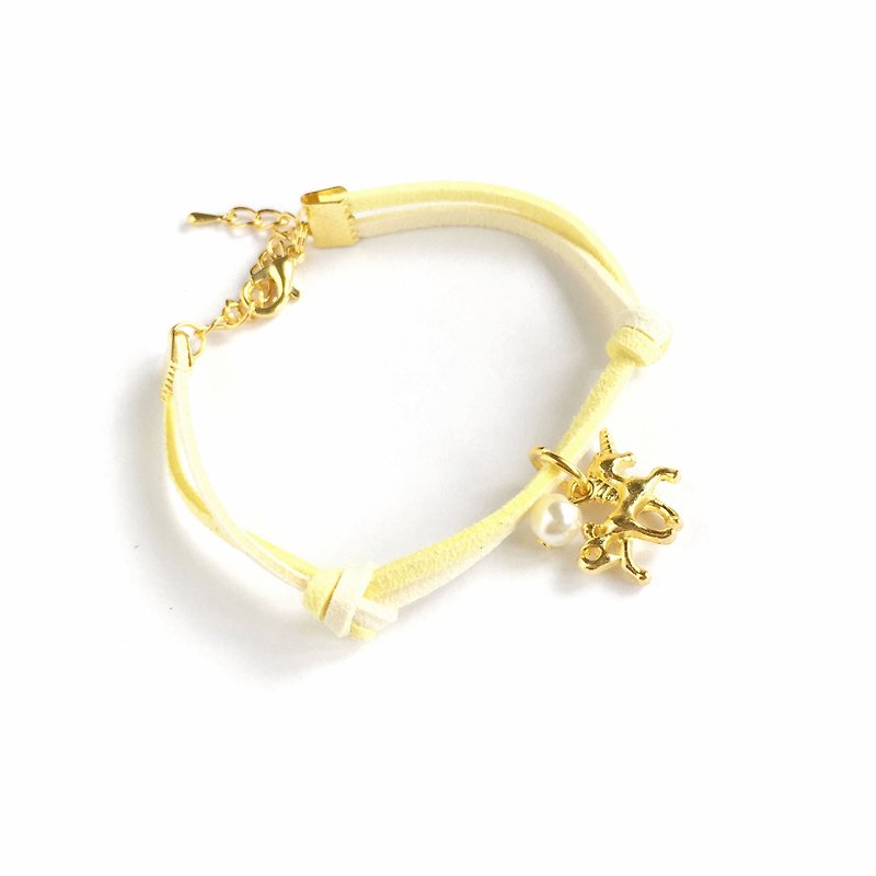 梦幻 独角兽 简约 手工制作 手环 金色系列-柠檬黄 - 手链/手环 - 其他材质 黄色