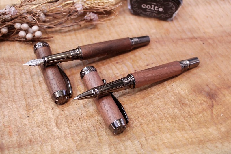 胡桃木木质钢笔/钢珠笔(免费雷雕刻字/毕业礼物) - 钢笔 - 木头 紫色