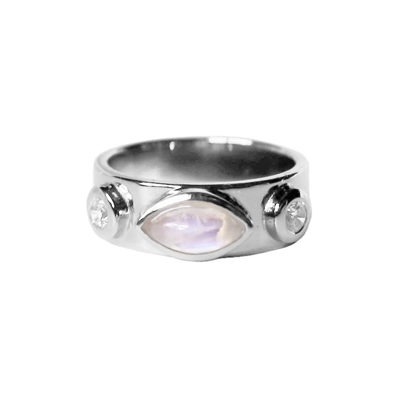 MIDAS — Moonstone Sterling Silver Ring - 戒指 - 其他金属 银色