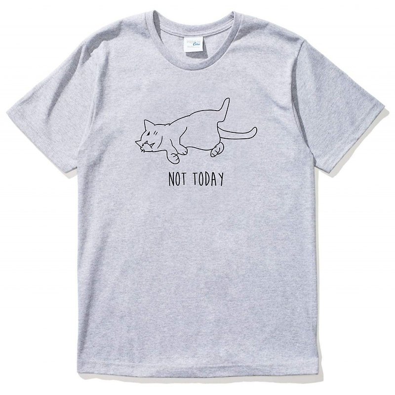 Not Today Cat #2 男女短袖T恤 灰色 狗 猫 毛小孩 动物可爱 趣味 - 男装上衣/T 恤 - 棉．麻 灰色