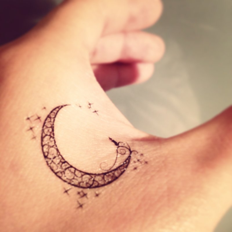 OhMyTat 夜月亮 Tribal Night Moon 刺青图案纹身贴纸 (2 张) - 纹身贴 - 纸 黑色