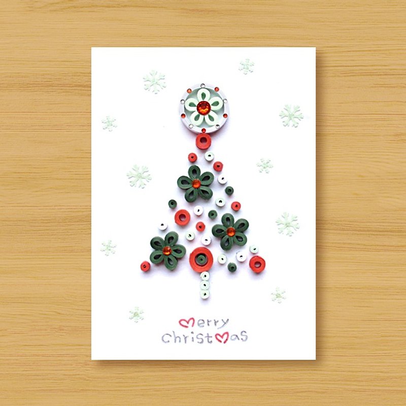 手工卷纸立体卡片 _ 雪之国度圣诞树_B ..... 圣诞卡 - 卡片/明信片 - 纸 绿色