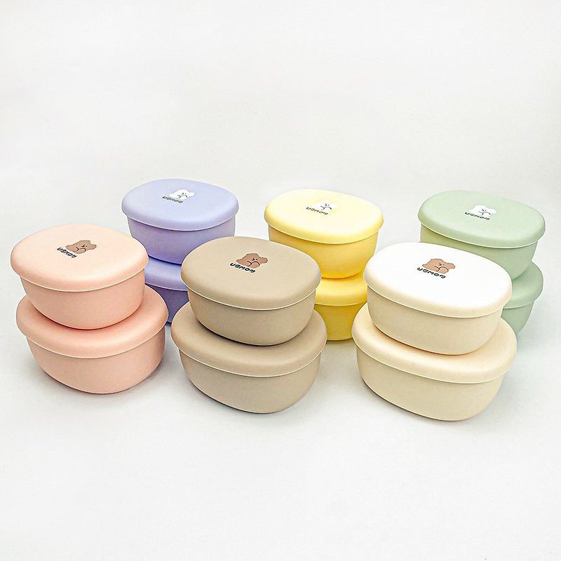 【韩国UBMOM】 UBMOM新品硅胶附盖碗两件组(180ML+300ML) - 儿童餐具/餐盘 - 硅胶 