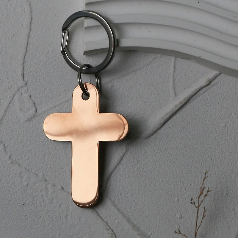 镀钛十字架钥匙圈-咖啡金 - 钥匙链/钥匙包 - 其他金属 金色