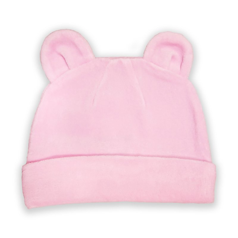 【Deux Filles有机棉】棉绒造型帽-粉红纯色 - 婴儿帽/发带 - 棉．麻 粉红色