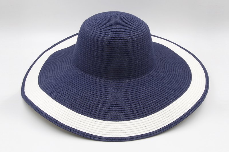 【纸布家】双色大波浪(深蓝)纸线编织 - 帽子 - 纸 蓝色