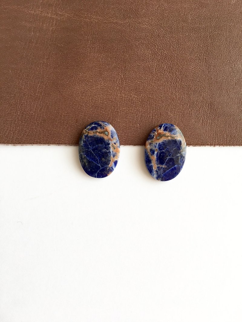 Sodalite earring - 耳环/耳夹 - 石头 蓝色