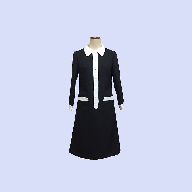retro one-piece marianne - 洋装/连衣裙 - 聚酯纤维 黑色