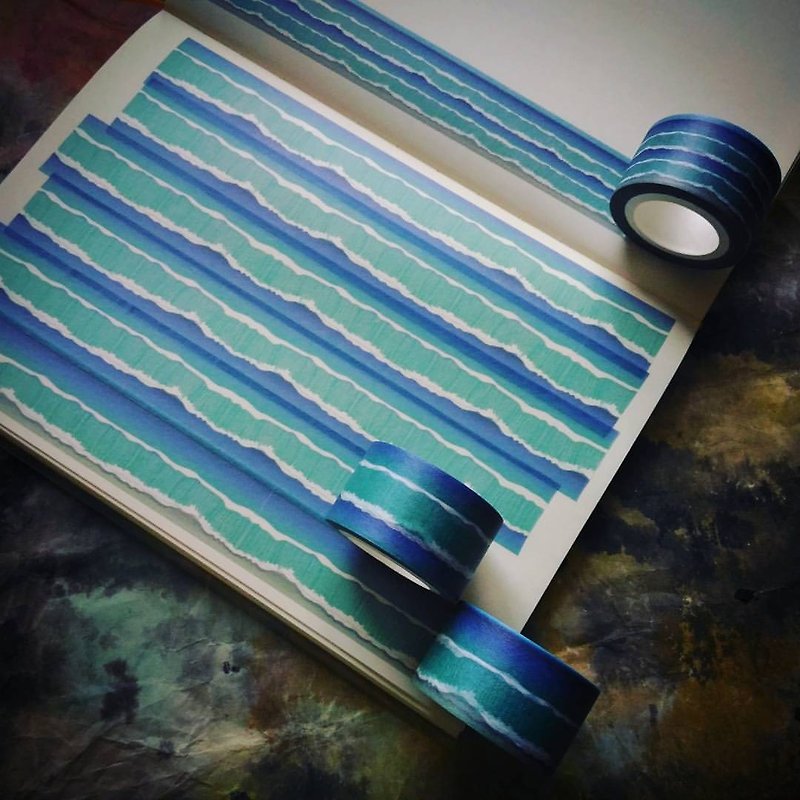 ✐ Liuyingchieh : Masking Tape ✐ 和纸胶带 Washi Masking Tape (海 · 洋 25mm 单卷 + 海 · 洋 25mm 双卷组) 共三卷 合售免运区 - 纸胶带 - 纸 蓝色