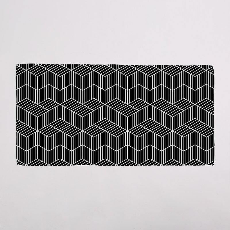 黑白几何 | 竹炭纤维运动毛巾 - 毛巾浴巾 - 其他材质 黑色