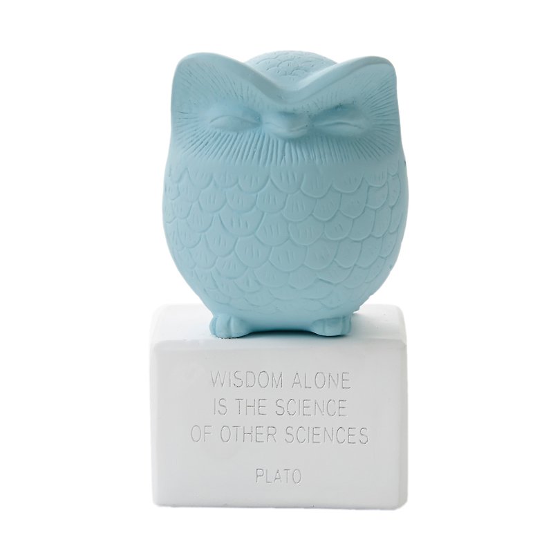 古希腊 可爱猫头鹰摆饰 Owl M (中 - 复古蓝) - 手工陶制雕像 - 摆饰 - 陶 蓝色