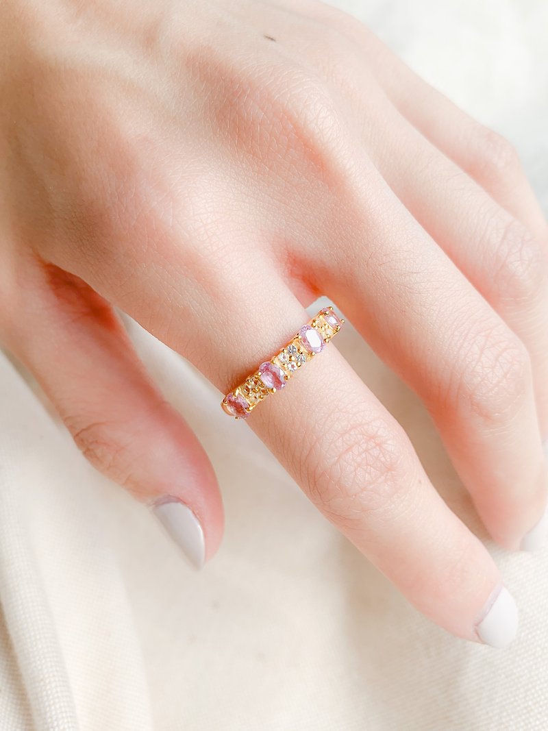 Rosie ring natural gemstone ruby - 戒指 - 纯银 金色