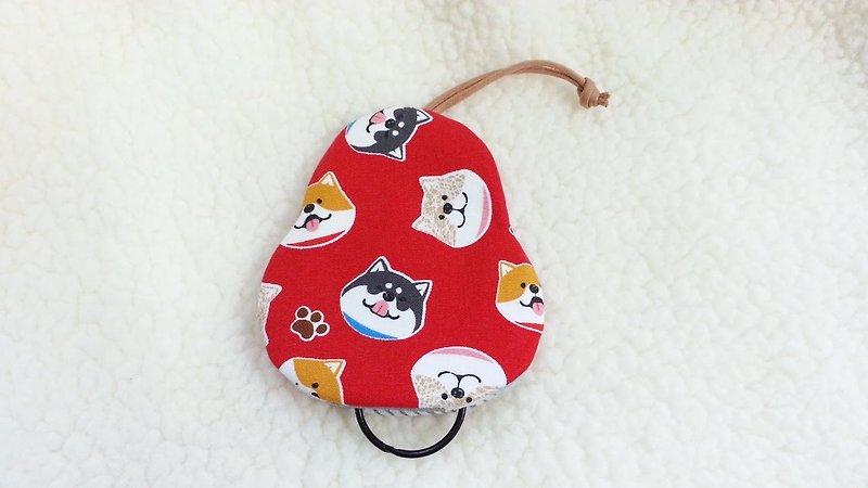 笑笑柴犬(红) 梨型钥匙包【K180303】 - 钥匙链/钥匙包 - 棉．麻 多色