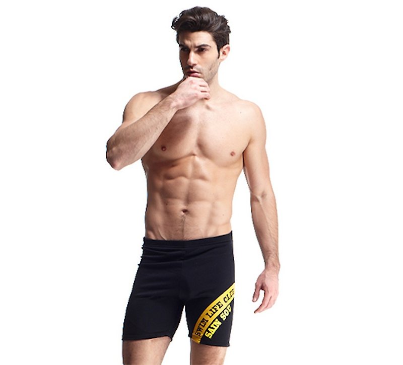 MIT SPA/泡汤专用 五分泳裤 - 男装泳裤 - 聚酯纤维 黑色