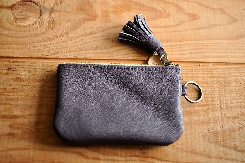 CC09　羊拉拉钥匙零钱包-葡萄紫 - 零钱包 - 真皮 紫色