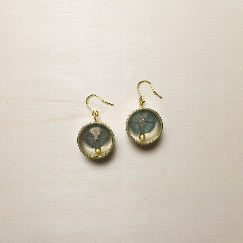 透绿矿石厚圆圈耳环 - 耳环/耳夹 - 半宝石 绿色